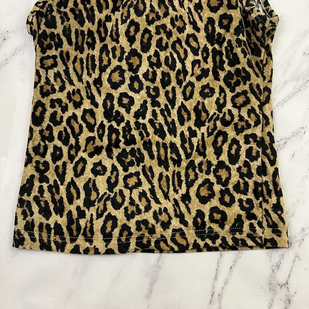 Mad People Womens Vintage Y2k Baby Tank Top Size M Leopard Velvet Animal - Picture 8 of 8